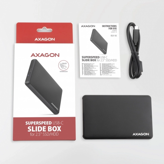 Plastikové vonkajšie puzdro bez skrutiek s USB-C a SATA