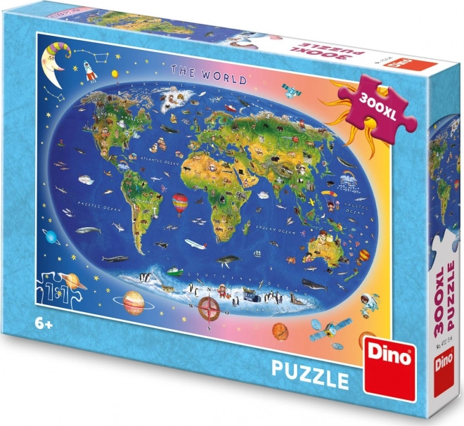 Dino detská mapa puzzle 300 XL dielikov