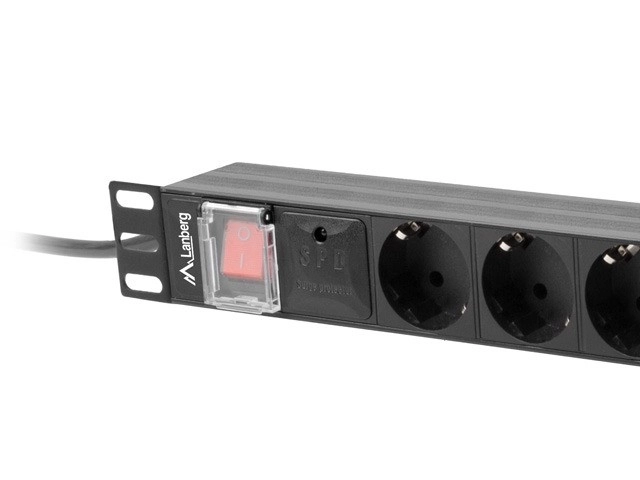 Čierna napájacia lišta Rack PDU 19 1U 16A 8x schuko 2m