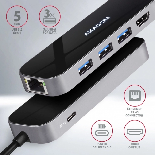 Multifunkčný USB-C hub s HDMI a RJ-45