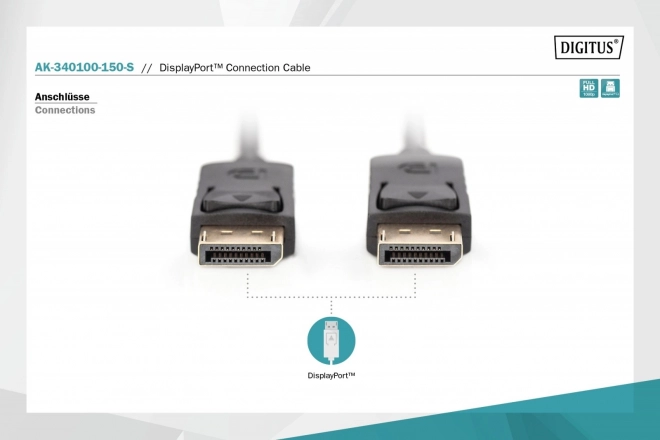 Kábel s konektormi DisplayPort 1080p 60Hz FHD Typ DP/DP M/M čierny 15m