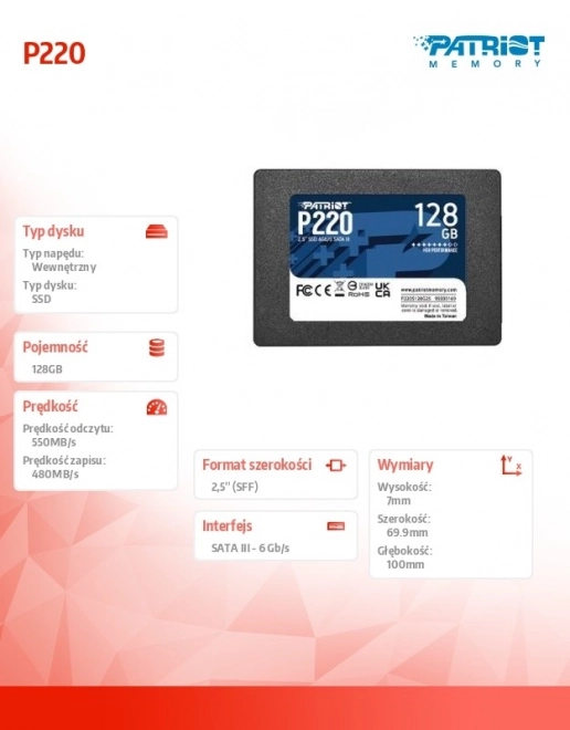 Patriot SSD disk 128GB P220