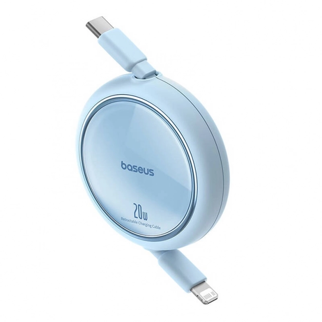 Sťahovací nabíjací kábel Baseus Free2Pull USB-C na Lightning 20W modrý