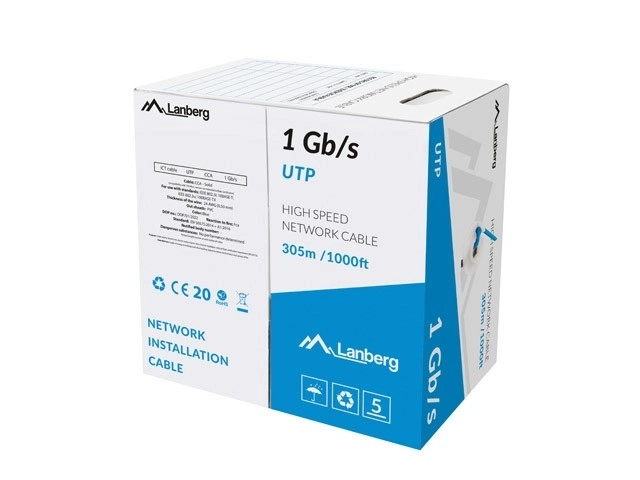 Lan kábel UTP 1Gb/s 305m modrý