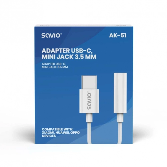 Adaptér USB-C - Mini Jack 3,5 mm, Xiaomi, Huawei, Oppo, AK-51