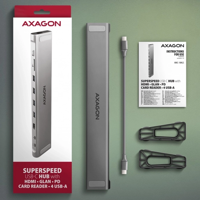 Viacportový USB-C hub AXAGON 5Gbps 9v1