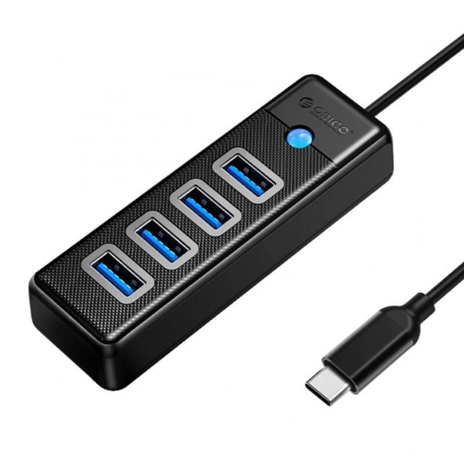 Orico adaptér USB-C na 4x USB 3.0 čierny