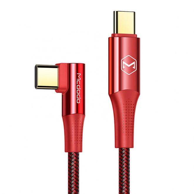 Kábel USB-C na USB-C Mcdodo 100W 90 stupňov 1,2 m červený