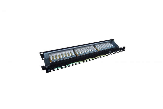 Patch panel 19'' 24x RJ45 kat.6, čierny
