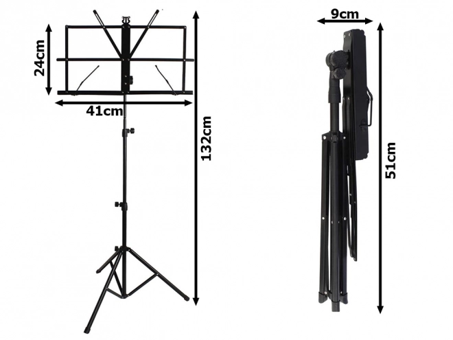 Stojan na noty s nastaviteľnou skladacou konštrukciou 130 cm