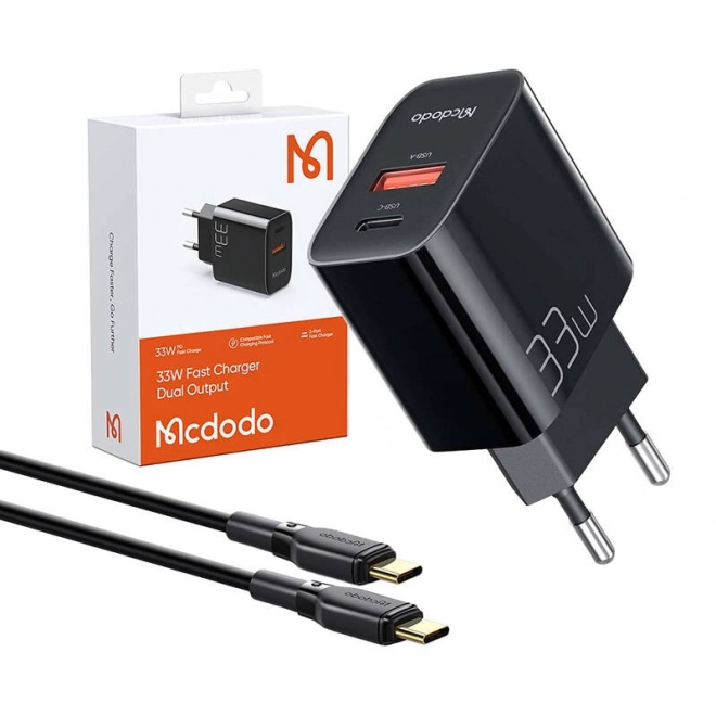 Nástenná nabíjačka Mcdodo USB + USB-C, 33W + kábel USB-C