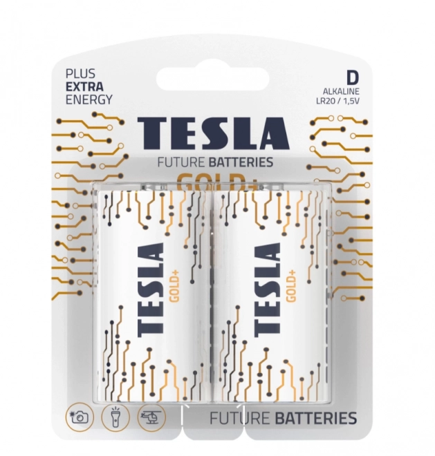 Alkalické batérie Tesla Silver+ D LR20 1.5V 2 ks