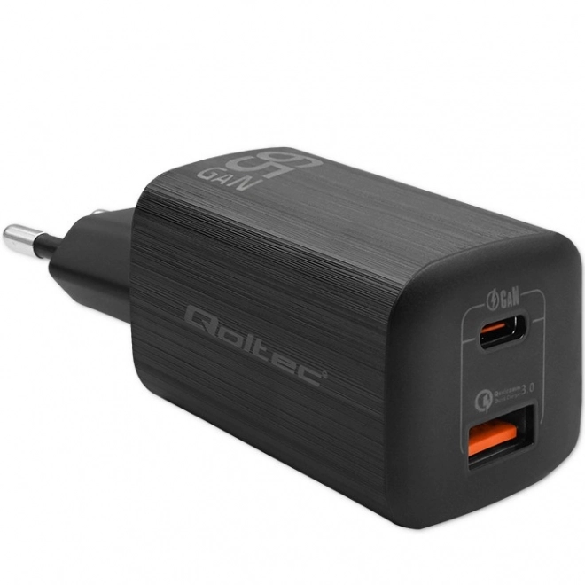 64W GaN ultra rýchla nabíjačka s USB typ C a USB portom - Čierna