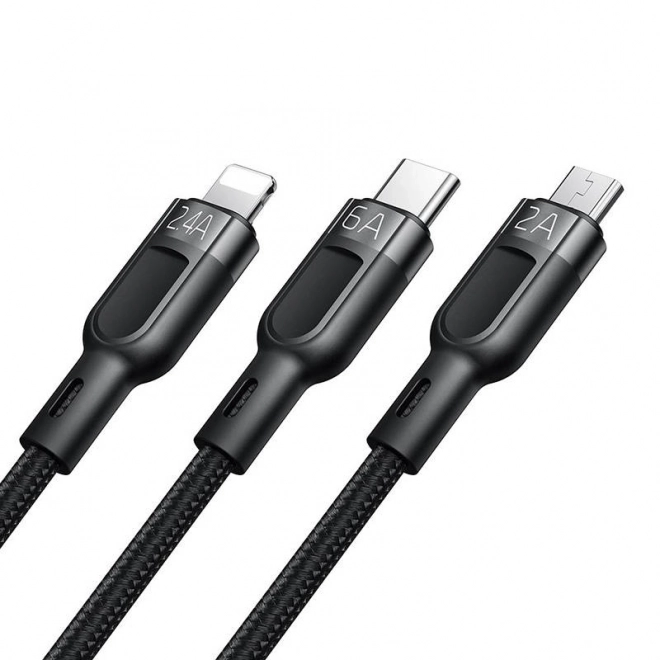 Kábel 3v1 USB na USB-C / Lightning / Micro USB, Mcdodo CA-0930, 6A, 1,2 m (čierny)