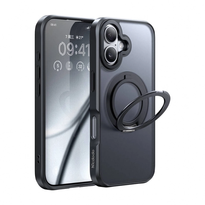 Ochranný obal McDodo s MagSafe a stojančekom na iPhone 16 čierny