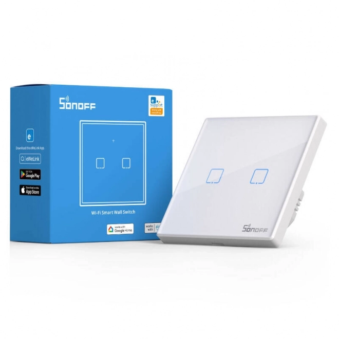 Inteligentný vypínač WiFi + RF 433 Sonoff T2 EU TX (2-kanálový) nová verzia