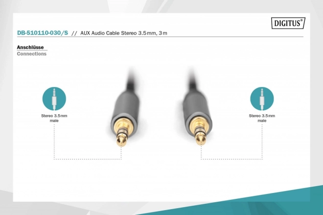 Audio kábel MiniJack Stereo 3,5mm/3,5mm, 3m nylon