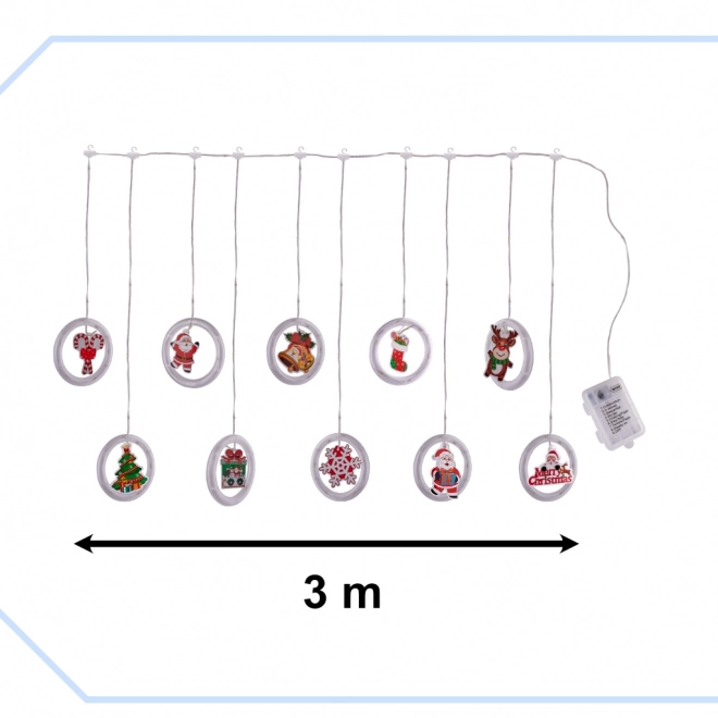 Vianočné LED záves s obrázkami v kruhoch
