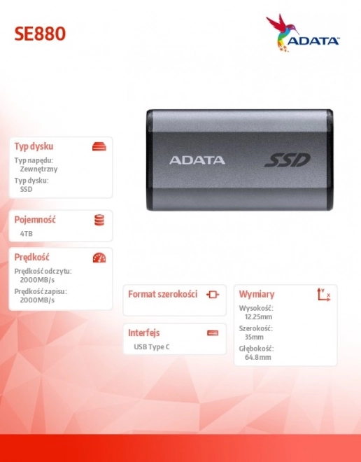 Externý SSD disk SE880 4TB USB 3.2 Gen2x2
