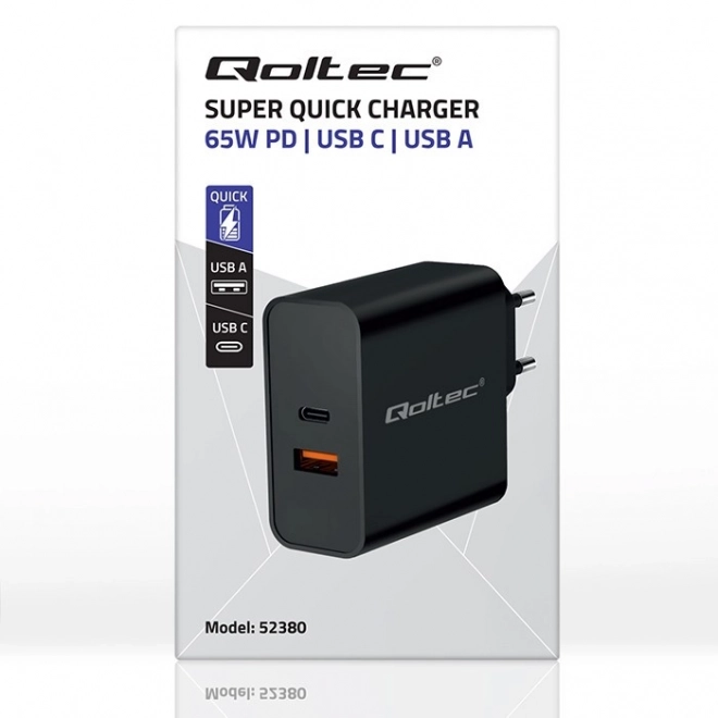 Rýchlonabíjačka Qoltec Super Quick s USB-C a USB