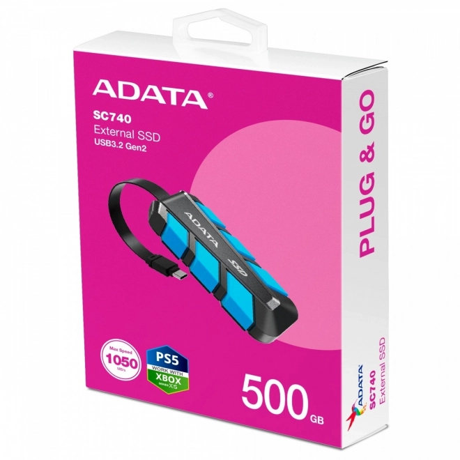 Externý SSD disk SC740 500 GB modrý