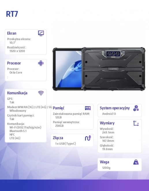Tablet RT7 12/256GB čierny