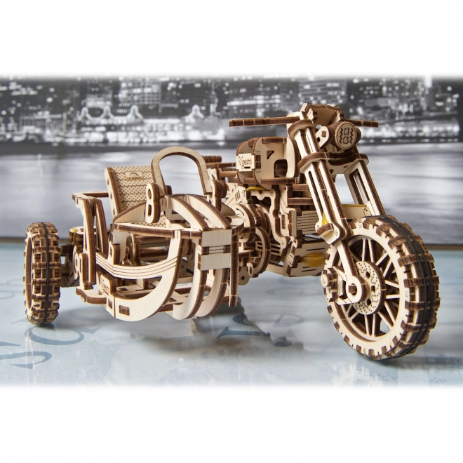 Ugears 3D puzzle Motocykel s vozíkom 380 dielikov