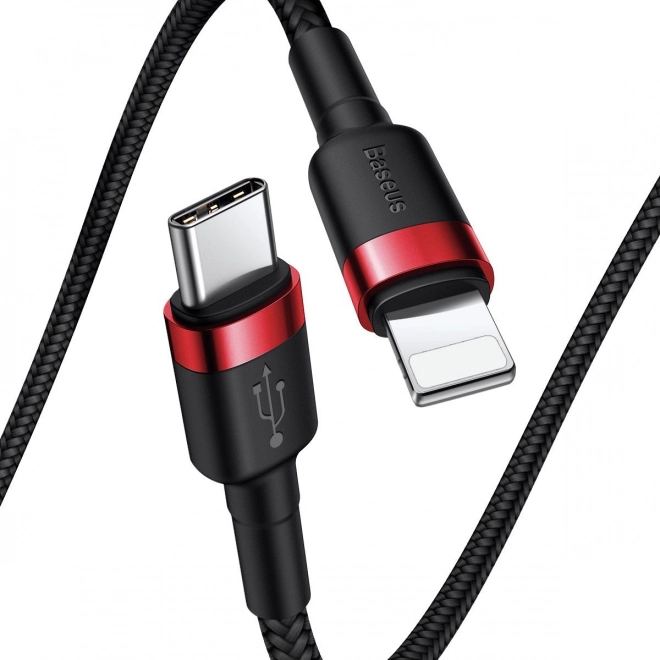 Kabel Baseus s rýchlonabíjaním USB-C - Lightning 1 m čierno-červený