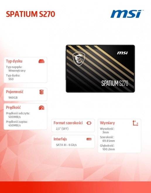 Rýchly SSD disk Spatium S270 960GB
