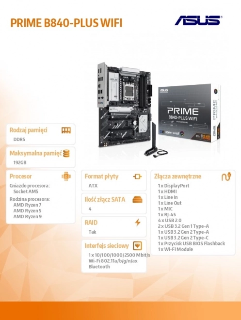 Základná doska Asus Prime B840-PLUS WIFI