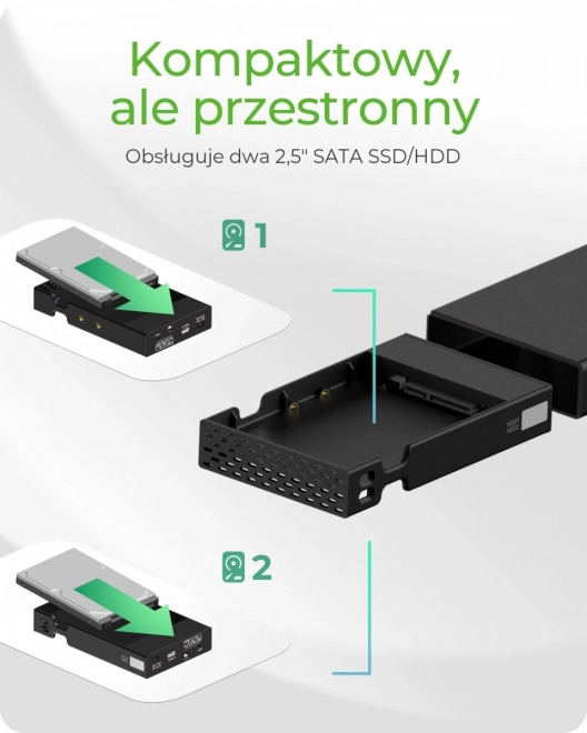 Externe RAID obal pre 2,5" SATA HDD s USB 3.2 Gen 2