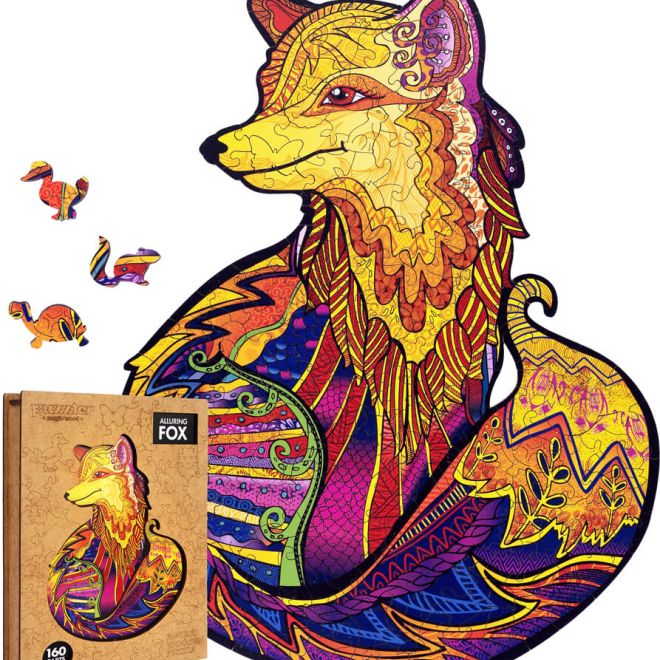 Magické drevené farebné puzzle - Záhadná líška