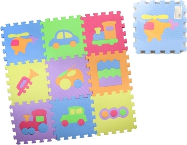 Pěnové podlahové puzzle s vyberateľnými tvarmi 28 × 28 cm, sada 9 ks