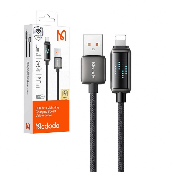 Kabel USB-A na Lightning s LED displejom