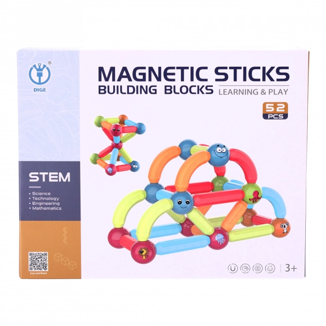 Magnetické stavebné kocky - sada 52 dielov