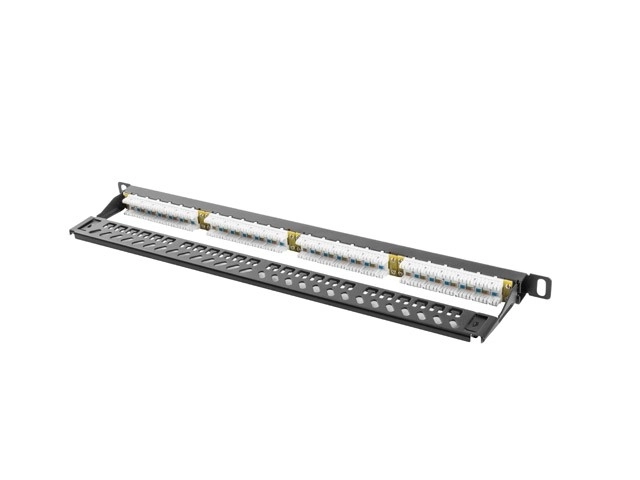 Patch panel 24 portový 0.5U Kat.5E čierny