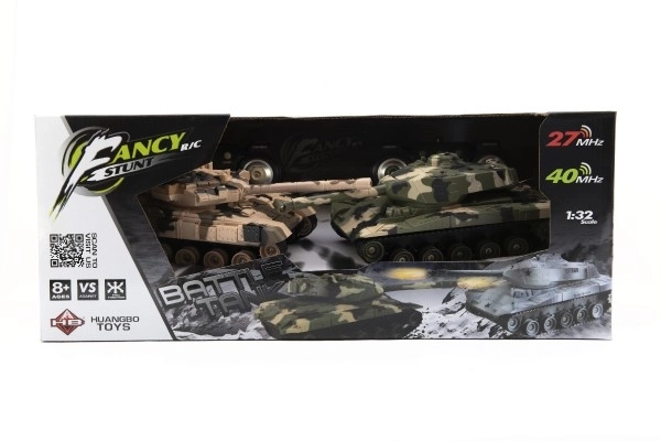 Tank RC 2ks 25cm bojový tank+ko. balenie 27MHZ a 40MHz kamufláž so zvukom so svetlom v kr. 50x20x23cm