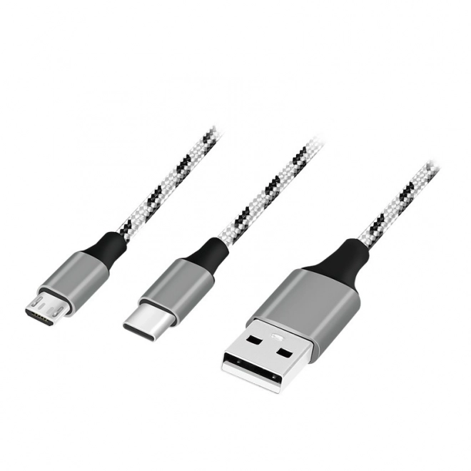 Univerzálny kábel 2 v 1 USB A na Micro USB a USB-C LogiLink 1,2 m
