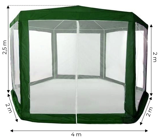 Záhradný pavilón s moskytiérou 2x2x2 m zelený