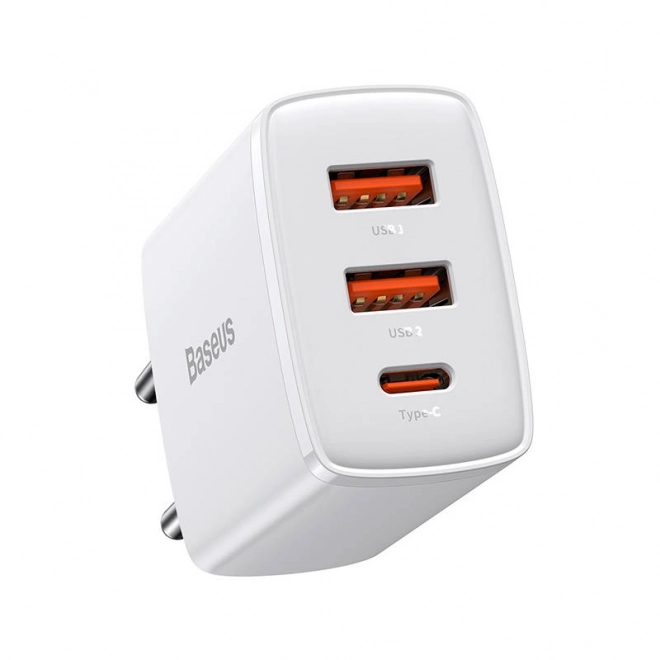 Baseus Rýchla Kompaktná Nabíjačka, 2xUSB, USB-C, PD, 3A, 30W