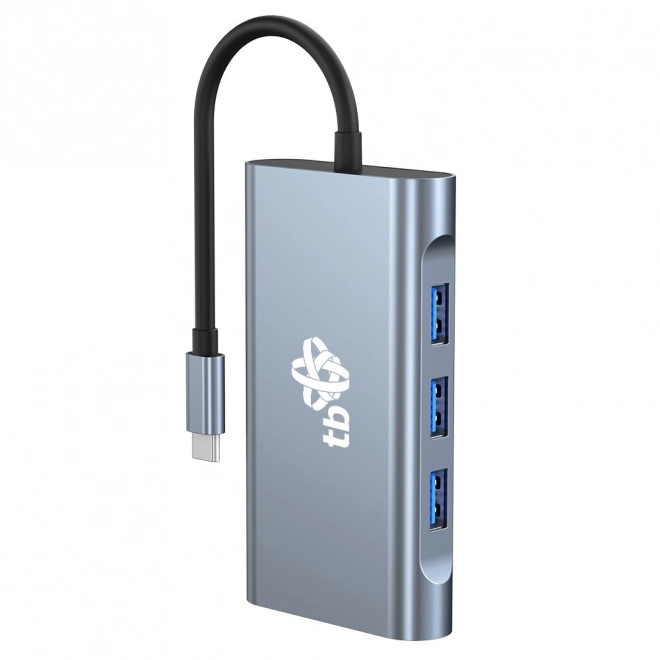 USB-C HUB adaptér 8v1 s HDMIx2, USB, VGA, RJ45 a napájaním