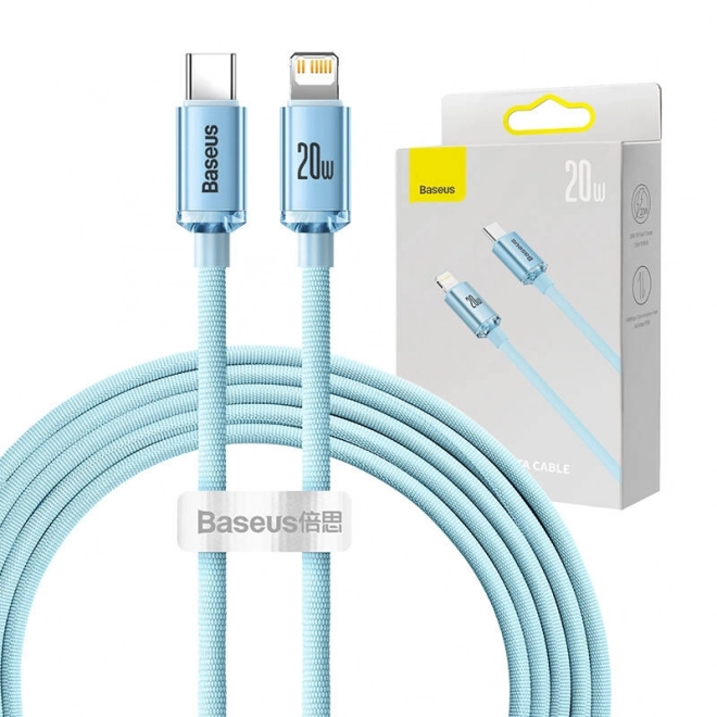 Kábel USB-C na iPhone Baseus Crystal Shine, 20 W, 2 m, modrý