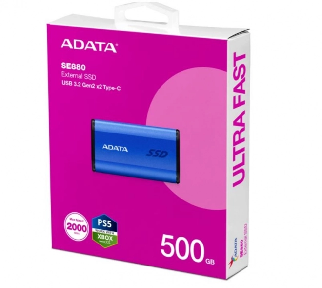 Externý SSD disk 500 GB USB 3.2A/C Gen2x2 modrý