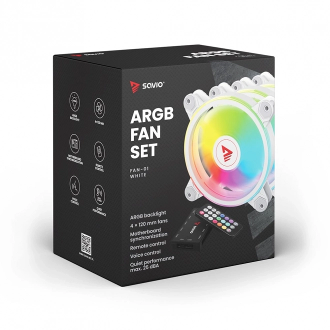 Savio ARGB Ventilátory 120mm 4 balenie s ovládačom a diaľkovým ovládaním