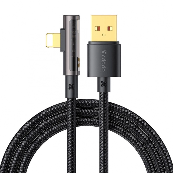 Úhlový USB kábel na Lightning Mcdodo 1,8 m čierny