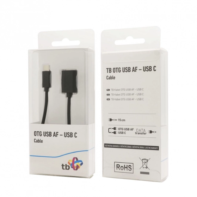 Kábel OTG USB AŽ - USB C 15 cm čierny