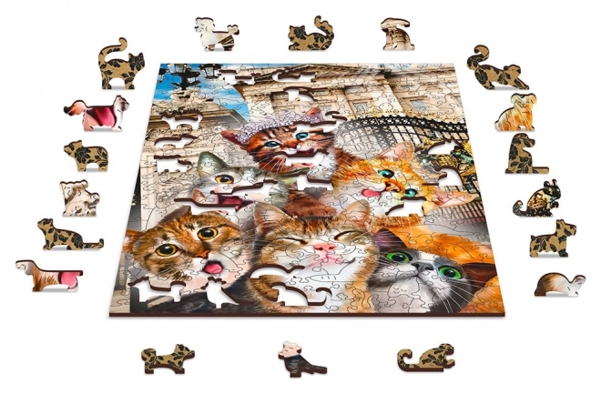 Drevené puzzle Mačiatka v Londýne 2v1