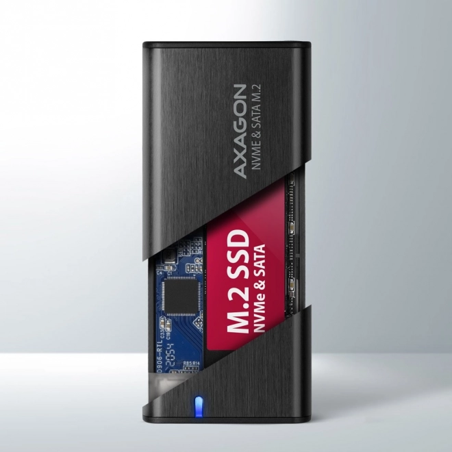 Externá hliníková bezskrutková skrinka AXAGON s USB-C 3.2 Gen 2 pre M.2 NVMe / SATA SSD