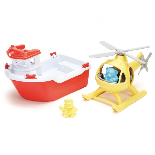 Green Toys záchranná loď s helikoptérou