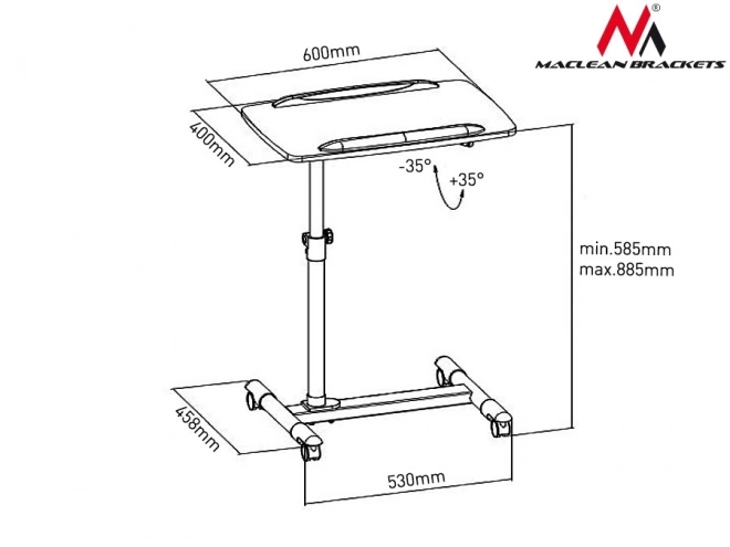 Stojan na notebook alebo projektor na kolieskach Maclean MC-671